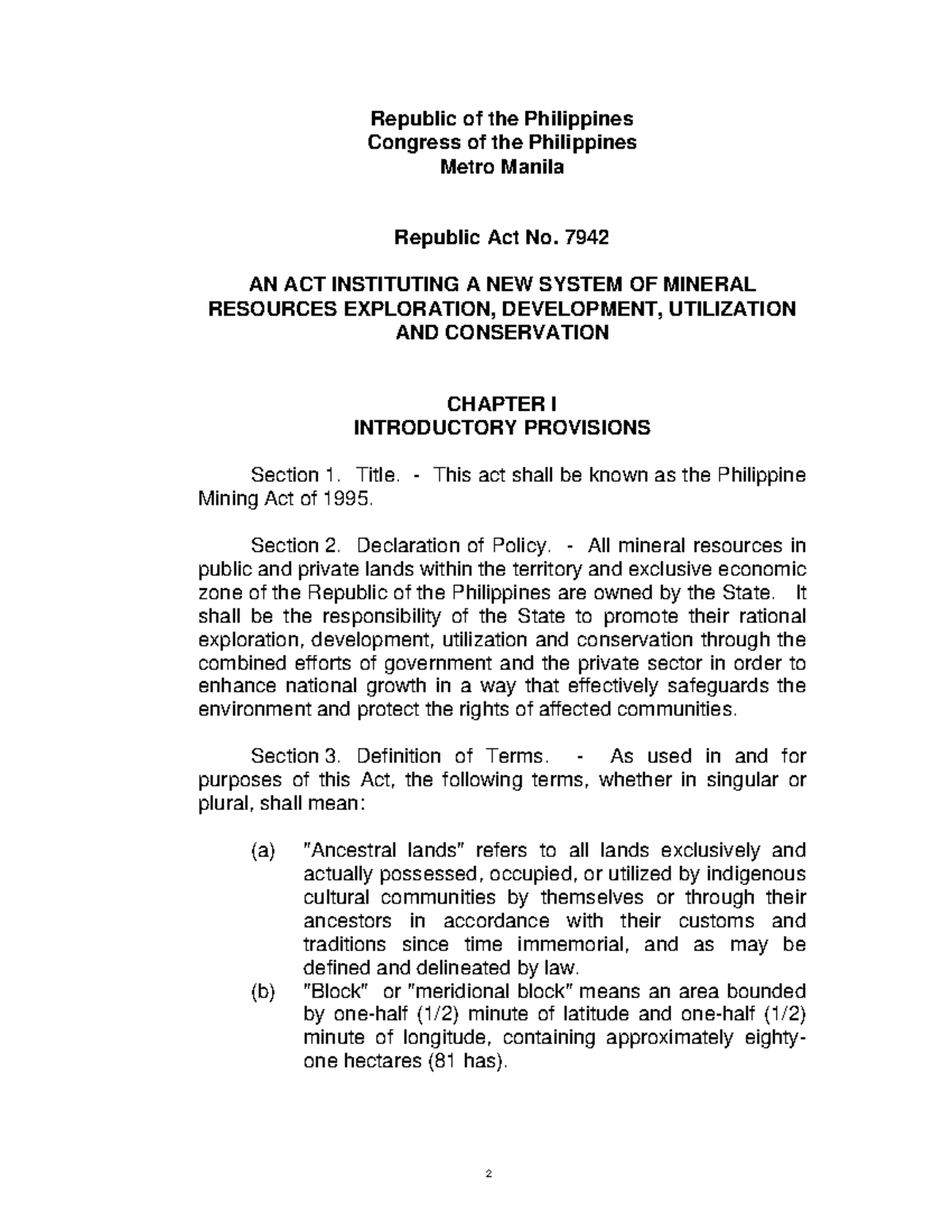 RA 7942 - Notes and reading materials - Republic of the Philippines ...
