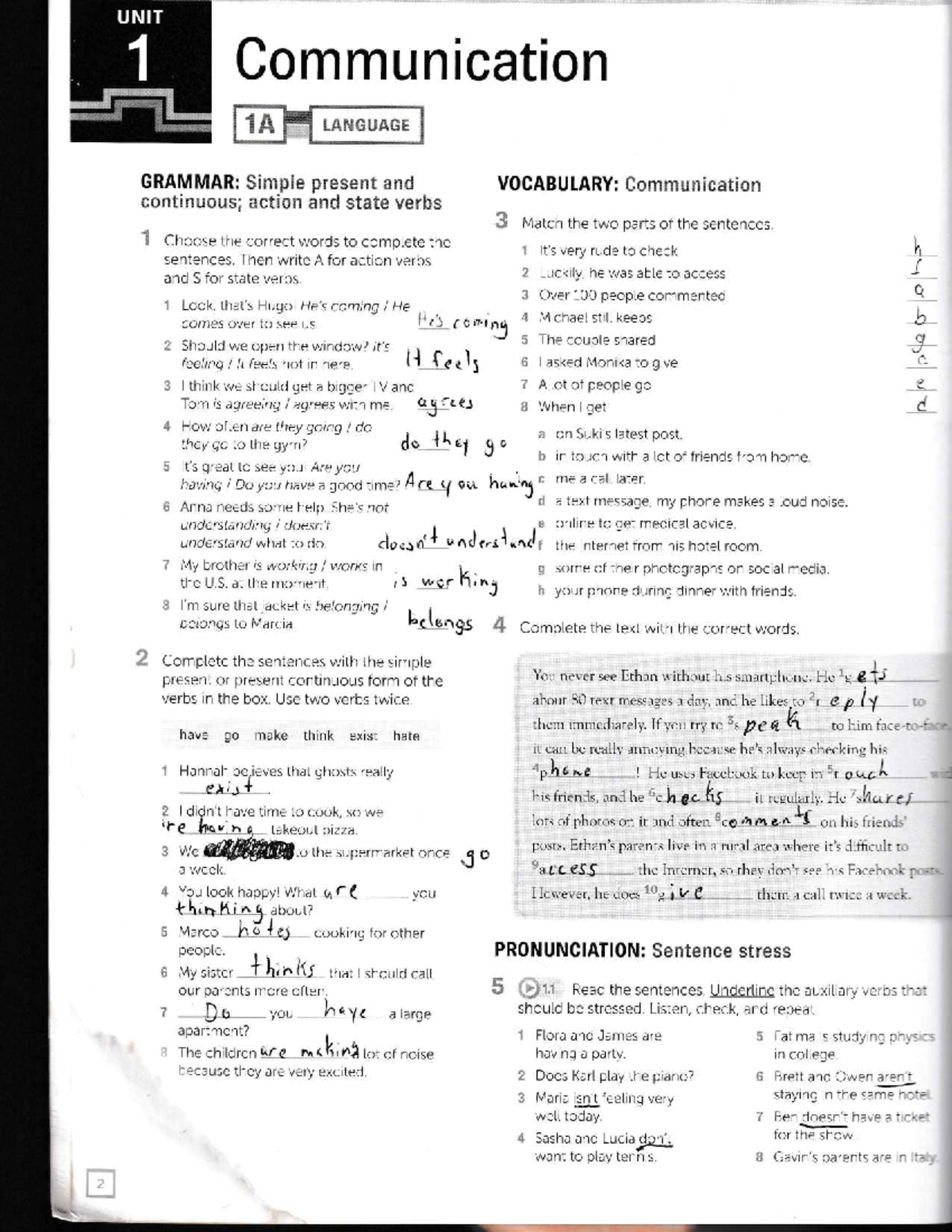 Intermediate 1 - Workbook: Week 2 Grammar and Vocabulary Exercises ...