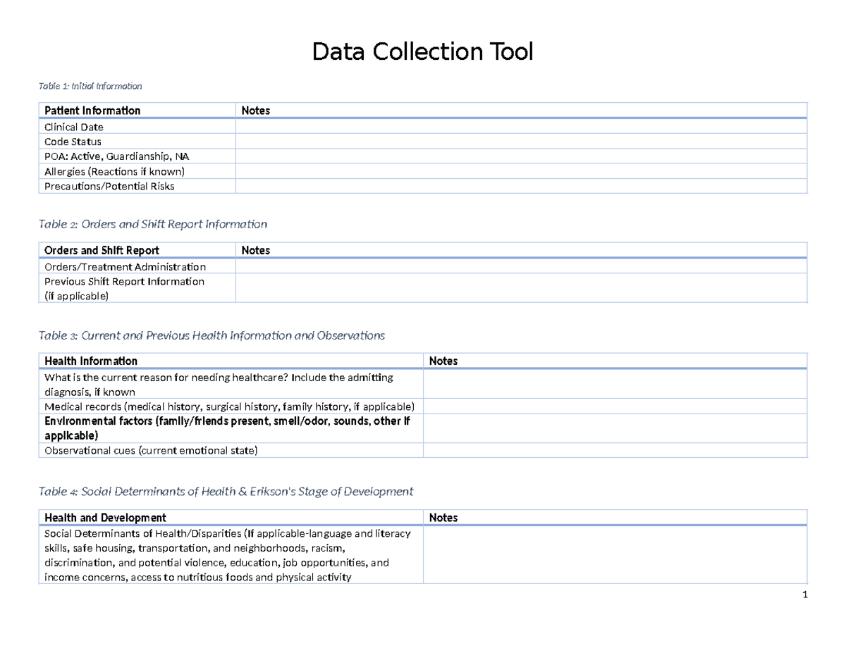 Data Collection Tool (DCT) Feedback for ICCM S2 Clinical Rotation - Studocu