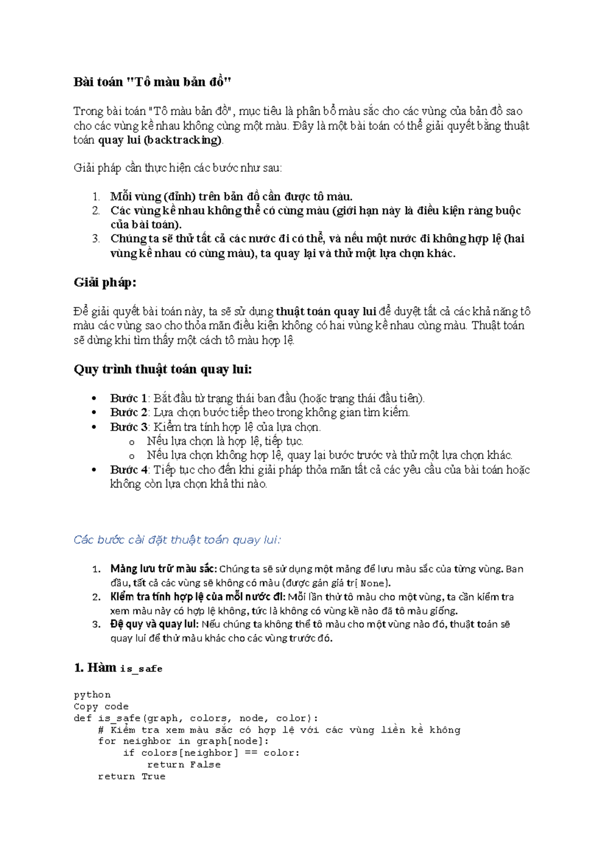 AI - Tô màu bản đồ và Giải thuật Quay lui trong Python - Document Preview