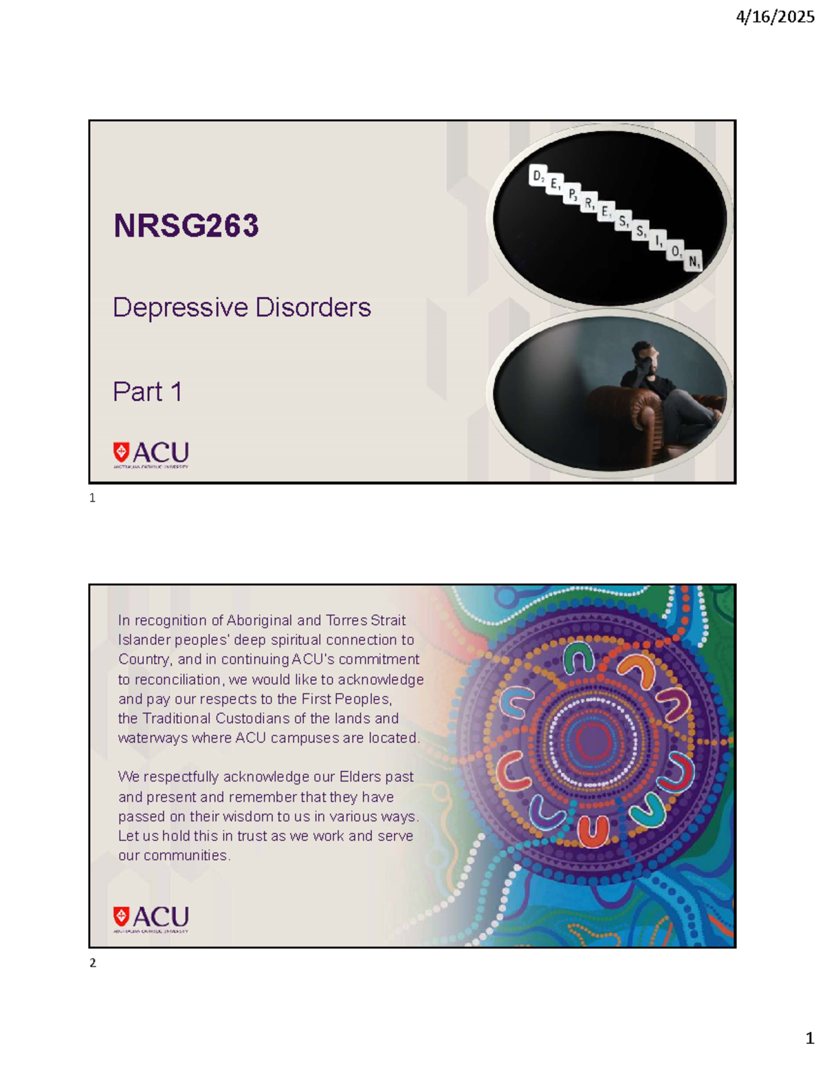 NRSG263 Lecture Notes: Overview of Depressive Disorders - Part 1 - Studocu