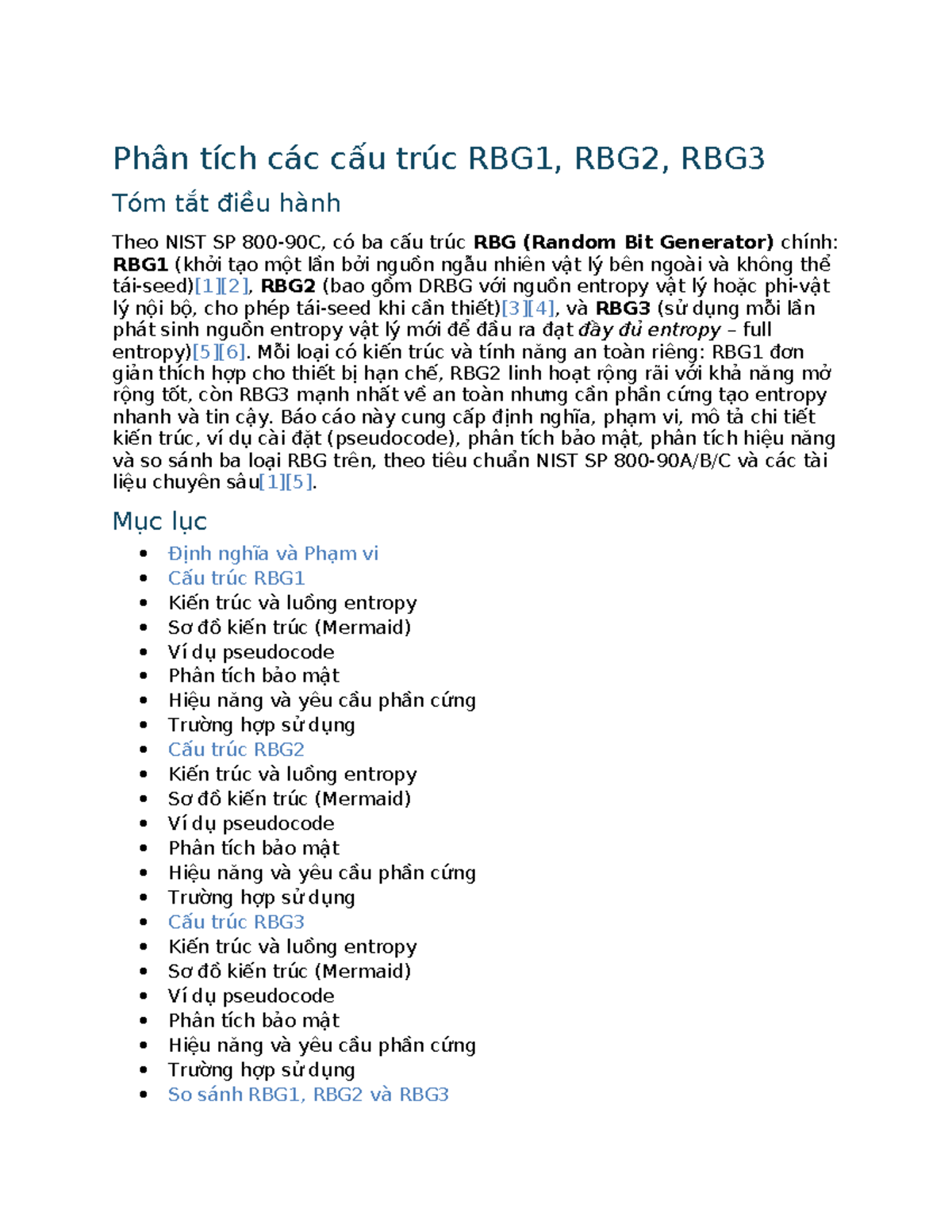 Phân tích các cấu trúc RBG1, RBG2, RBG3 theo tiêu chuẩn NIST SP - Studocu