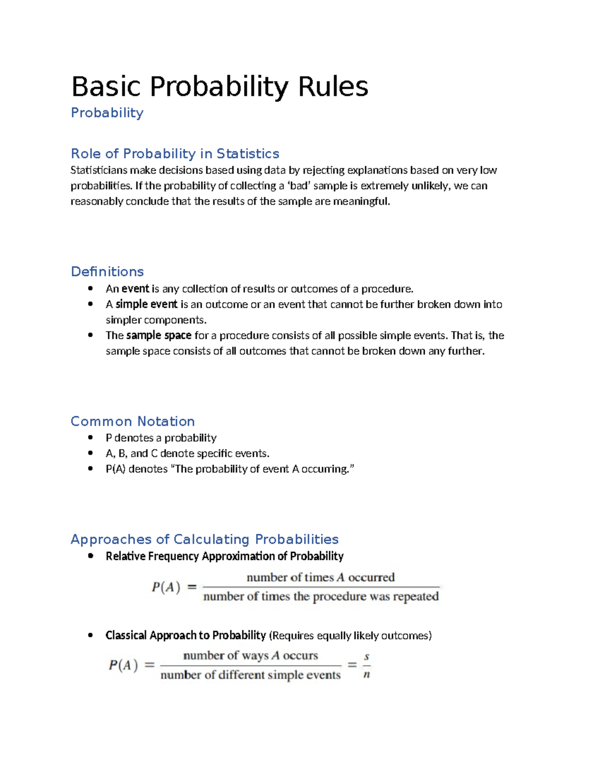 Stat 10 - Chapter 5: Basic Probability Rules and Calculations - Studocu