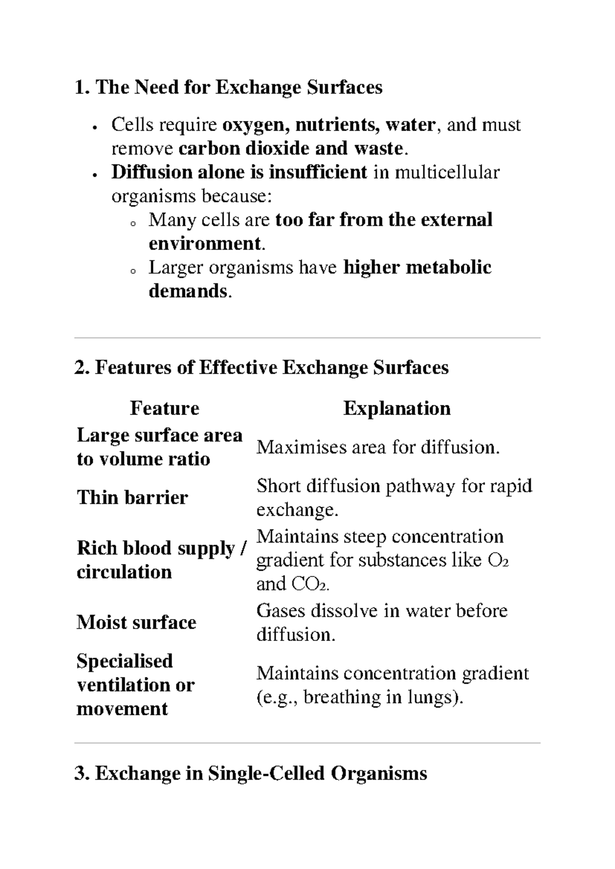 IGE Chapter 5: The Need for Exchange of Substances in Biology - Studocu