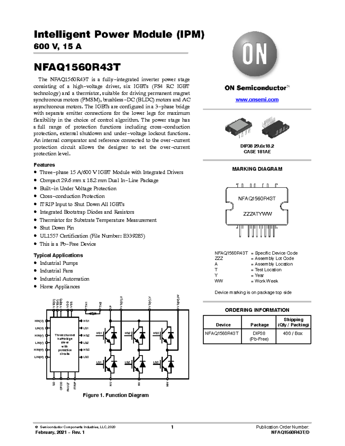 NFAQ1560R43T Intelligent Power Module (IPM) Overview and Features - Studocu