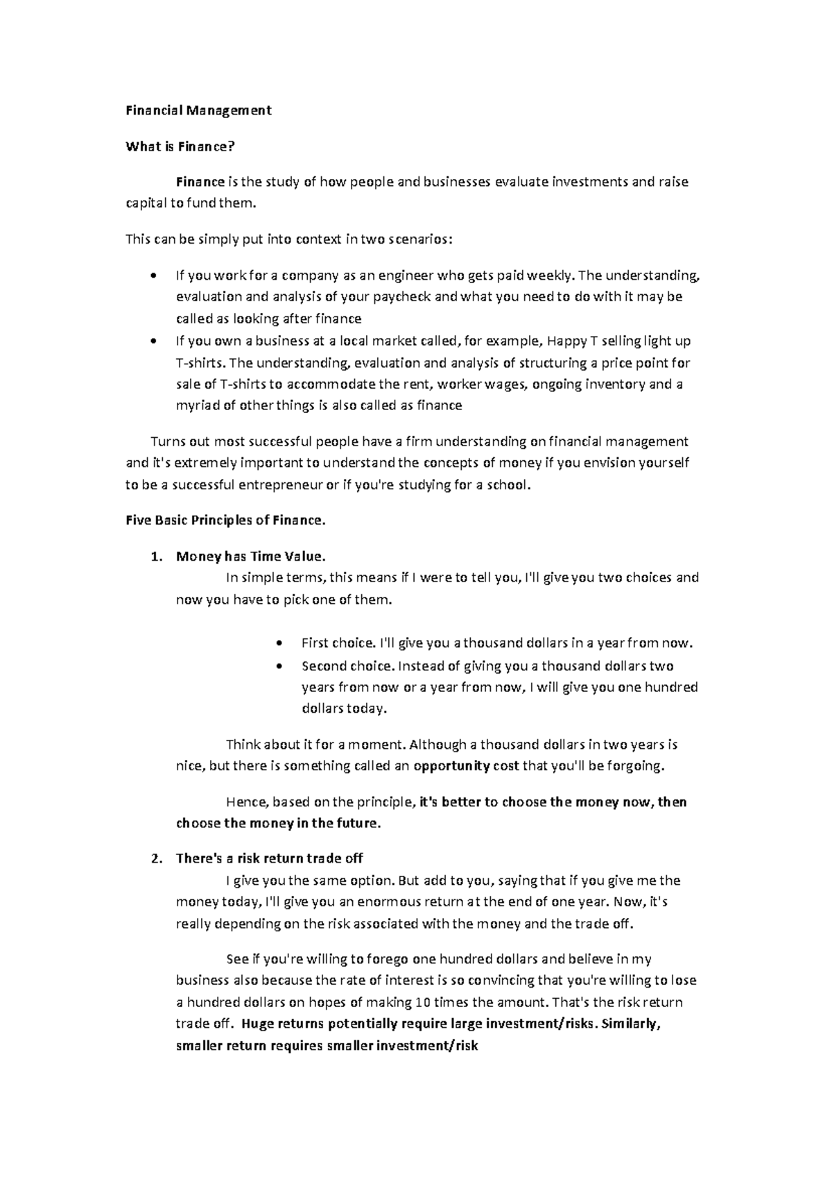 Video Review: Financial Principles in Busfin 101 Study Guide - Studocu