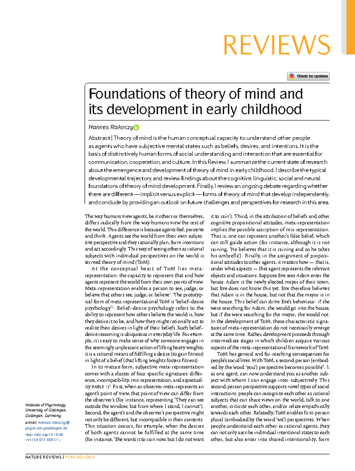 Foundations of Theory of Mind (PSY 101): Development in Early Childhood ...