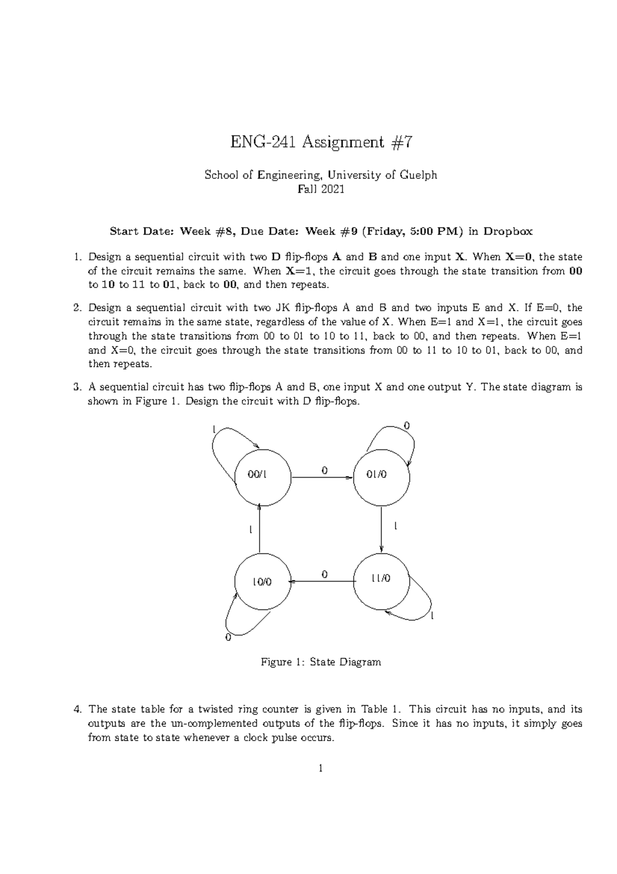 ENG241-Assign 7-F21: Sequential Circuit Design Assignment - Studocu