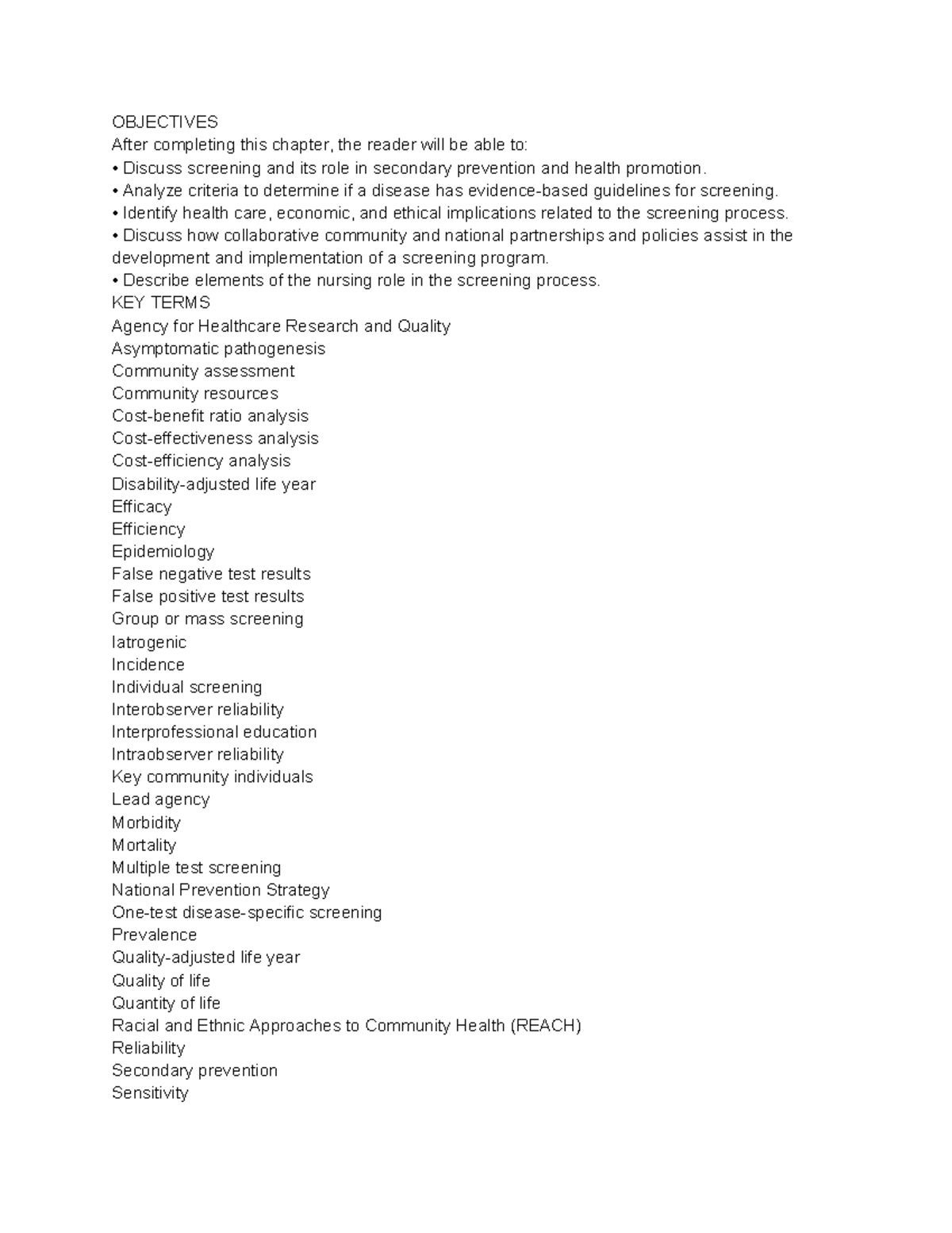 National Screening Guidelines and Community Health Initiatives (NURS ...