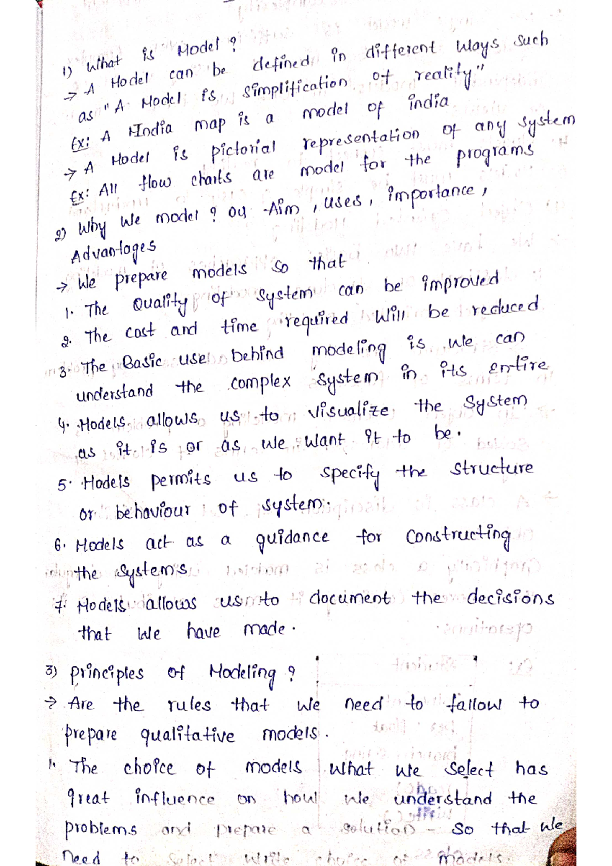OOAD U2 - Hlooo - 1) what is can Model be ? defined in different ways ...