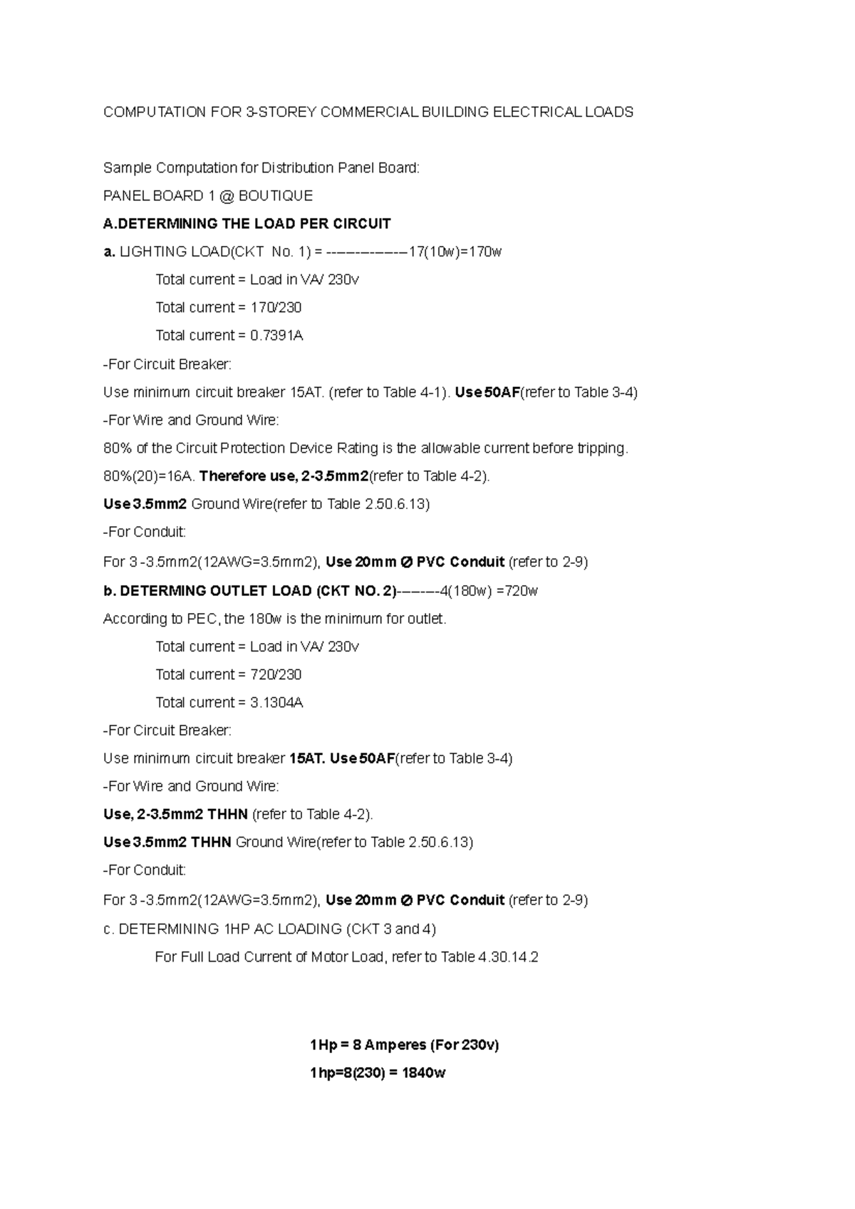 Electrical Load Computation for 3-Storey Building ELC-101 - Studocu