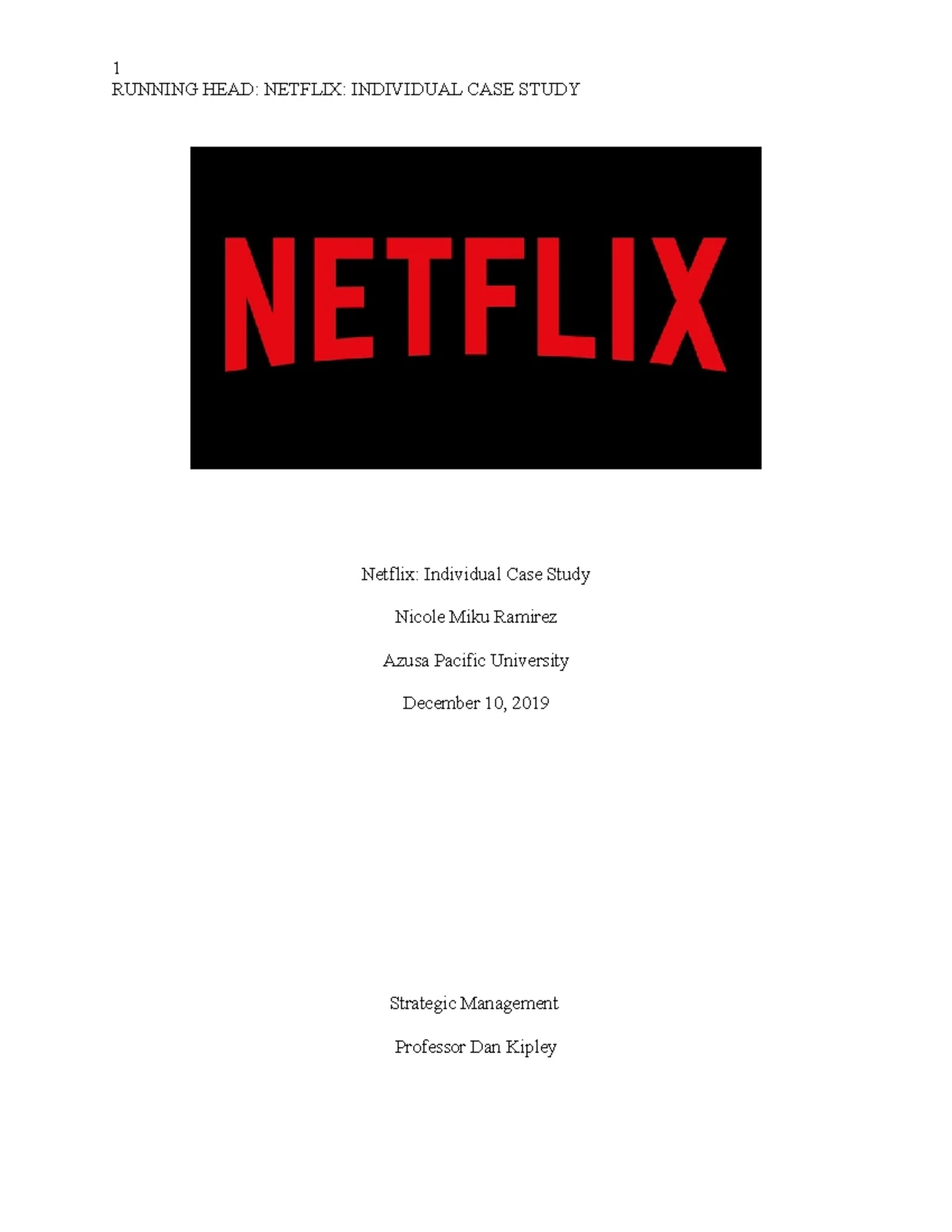 Netflix.Sample - Netflix - A Student Proposed Sample Strategic Plan By ...