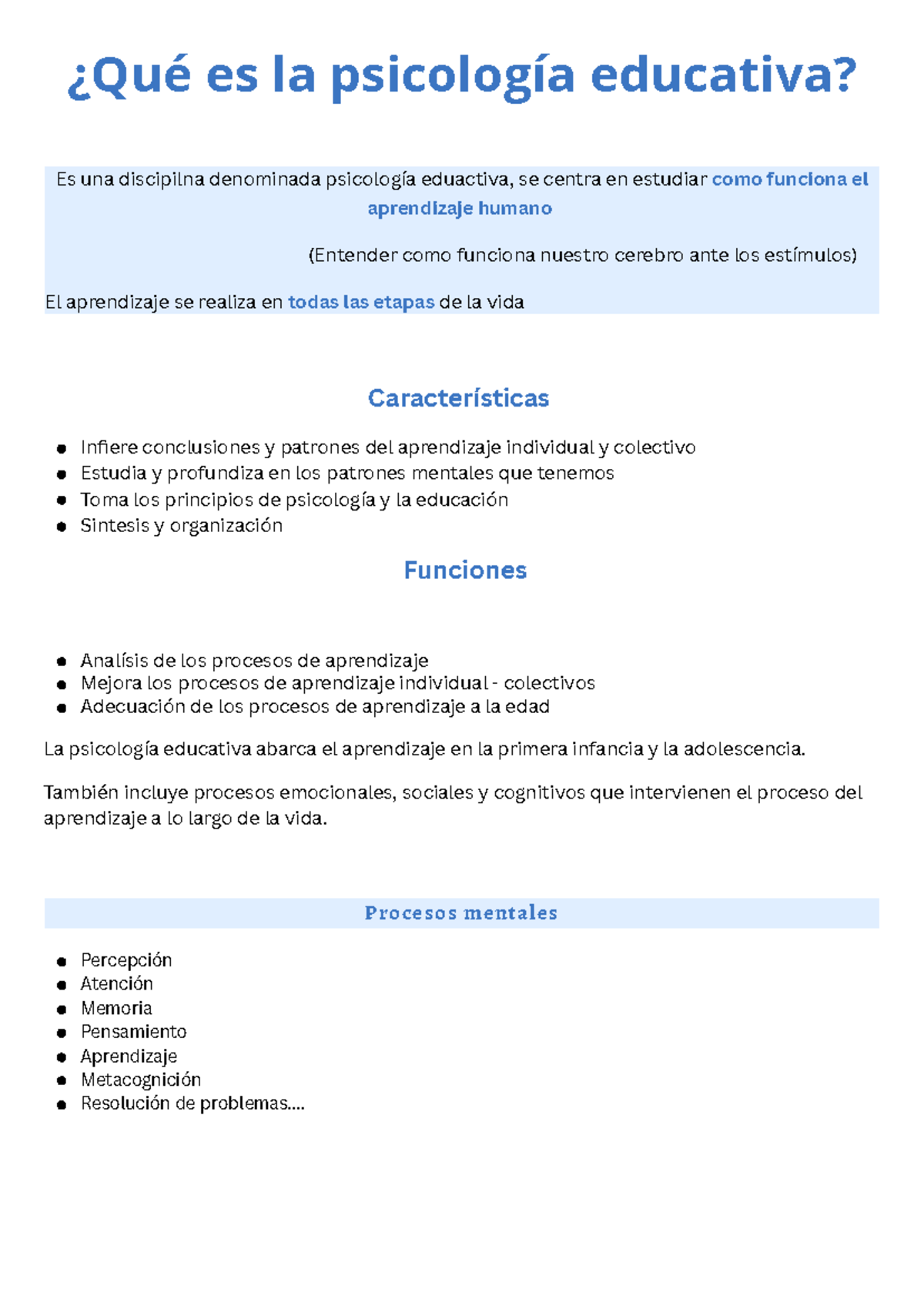 Qué es la psicología educativa? Un Análisis Integral - Studocu