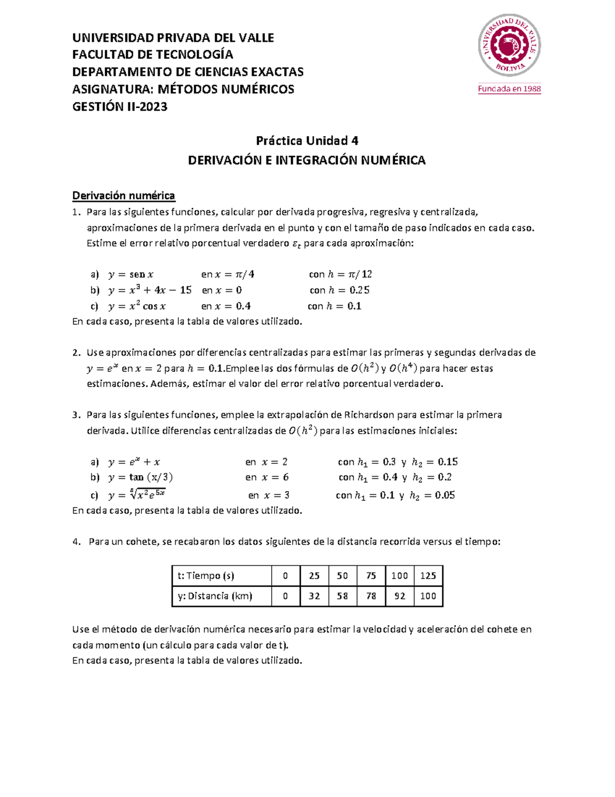MN Práctica Unidad 4 - Ejercicios - FACULTAD DE TECNOLOGÍA DEPARTAMENTO ...
