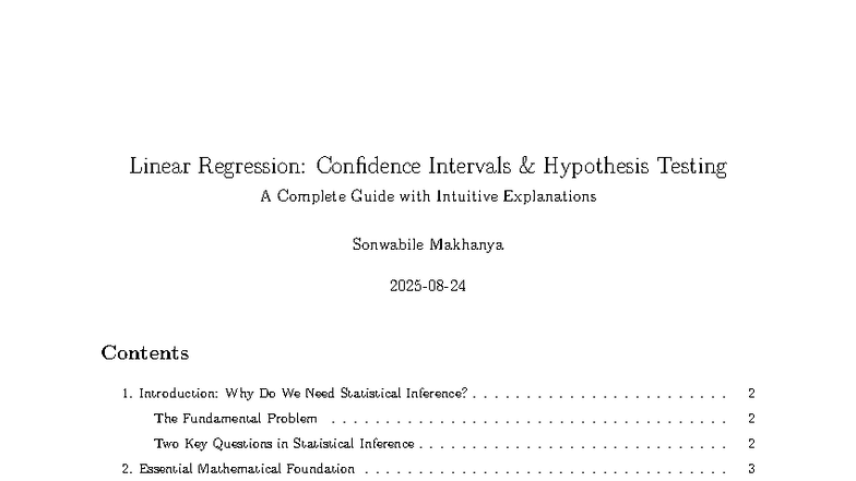 Linear Regression: CI & Hypothesis Testing Guide (STAT 101) - Studocu