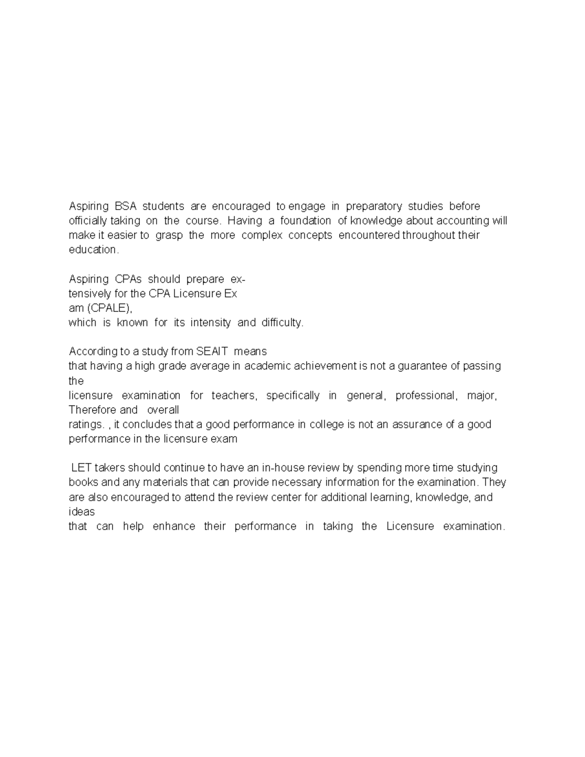 Career Plan for BSA Students: Strategies for CPA Exam Success - Studocu