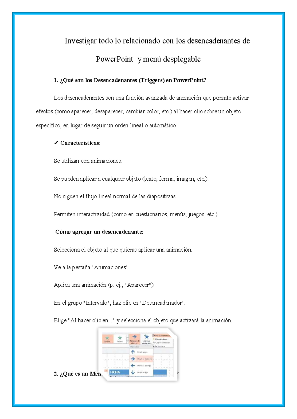 Deber de Computación: Desencadenantes y Menús Desplegables en PowerPoint - Document Preview