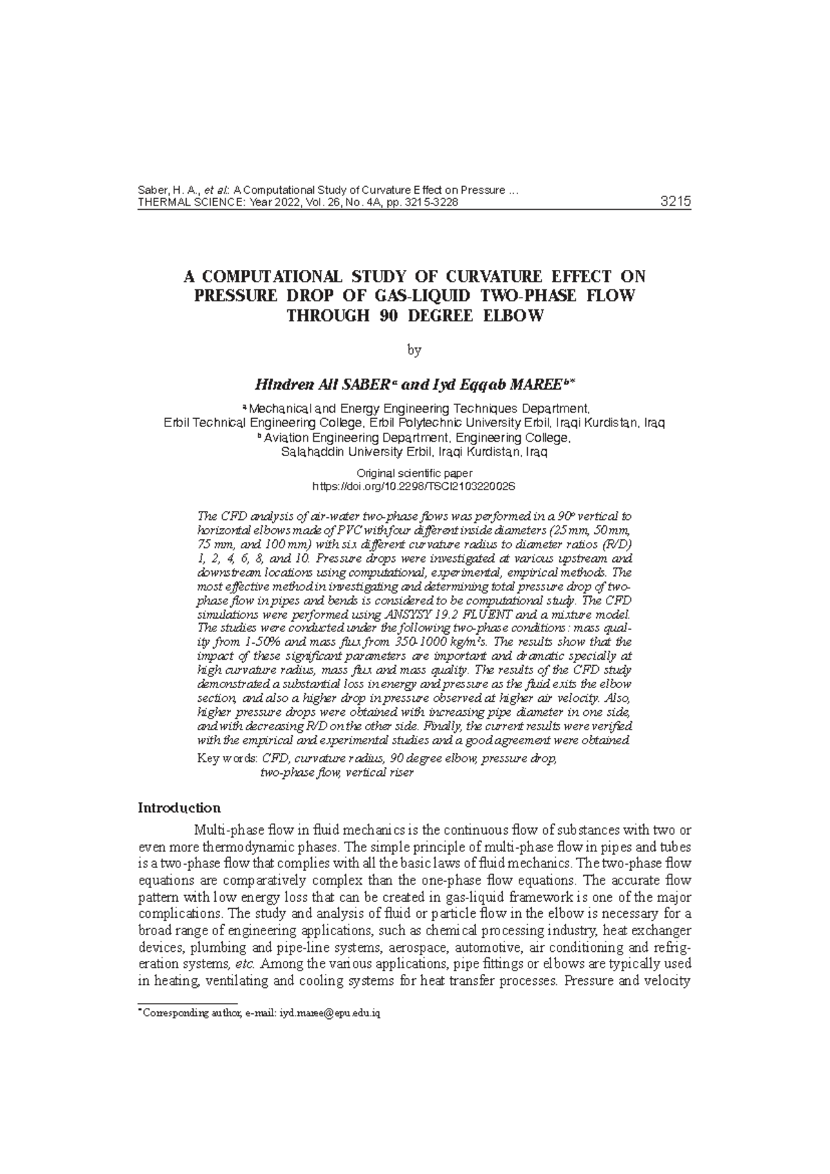 A Computational Study of Curvature Effects on Pressure Drop in 90 ...