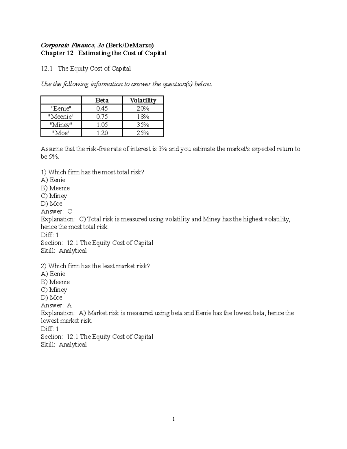 Chap 12 - Estimating the Cost of Capital in Corporate Finance - Studocu