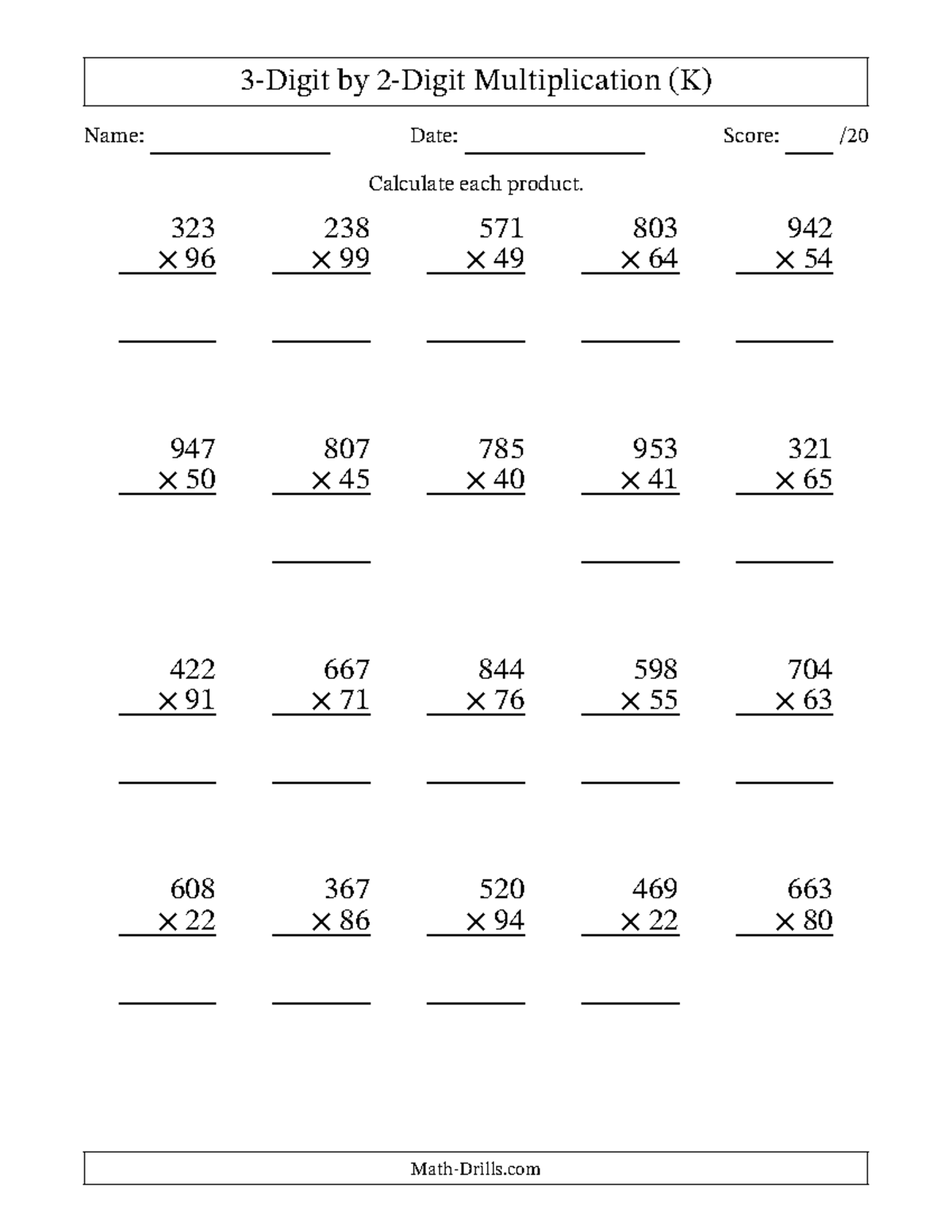 Multiplication long no tseparator 0302 011 - 3-Digit by 2-Digit ...