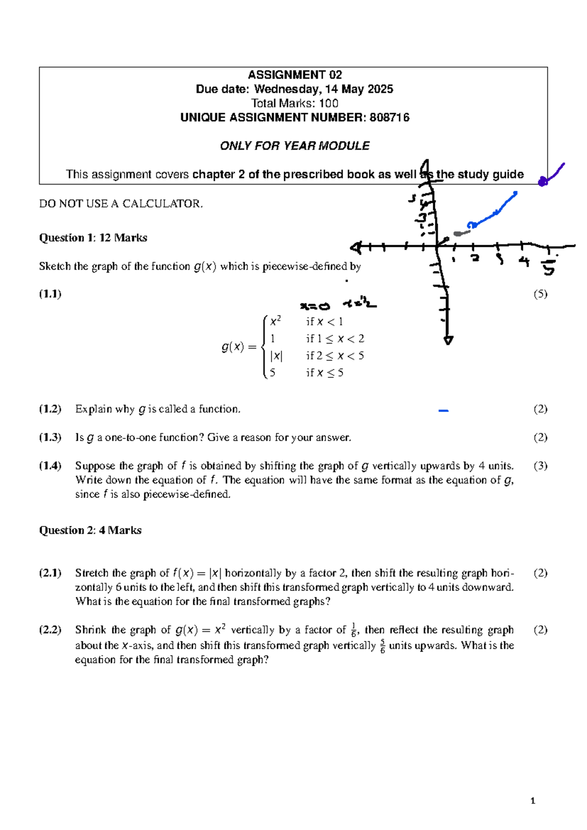 Assignment 02 (2025) - Final Work on Functions and Graphs - Studocu