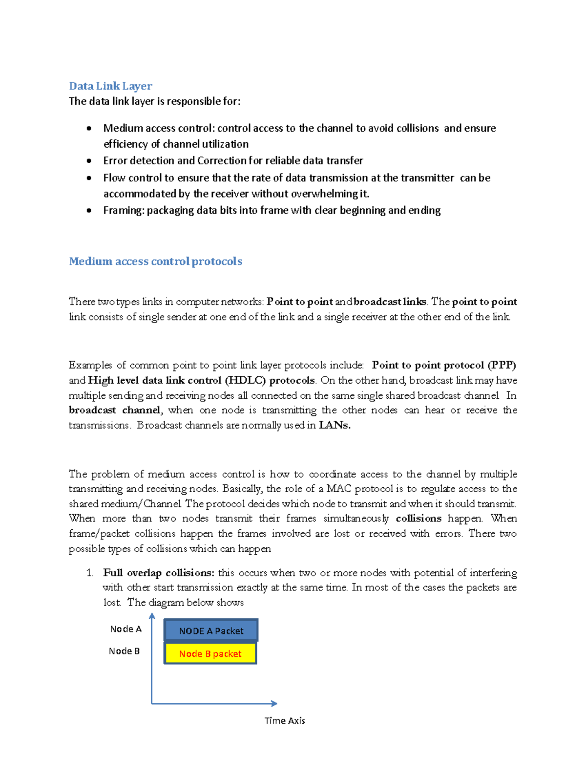Data Link Layer: Medium Access Control Protocols Overview - Studocu