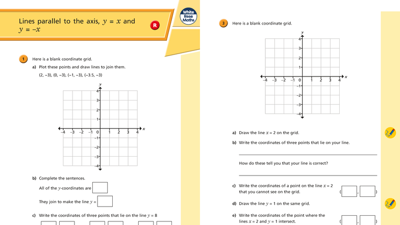 Y9 AT1. Straight Line Graphs Booklet - Lines parallel to the axis, y ...