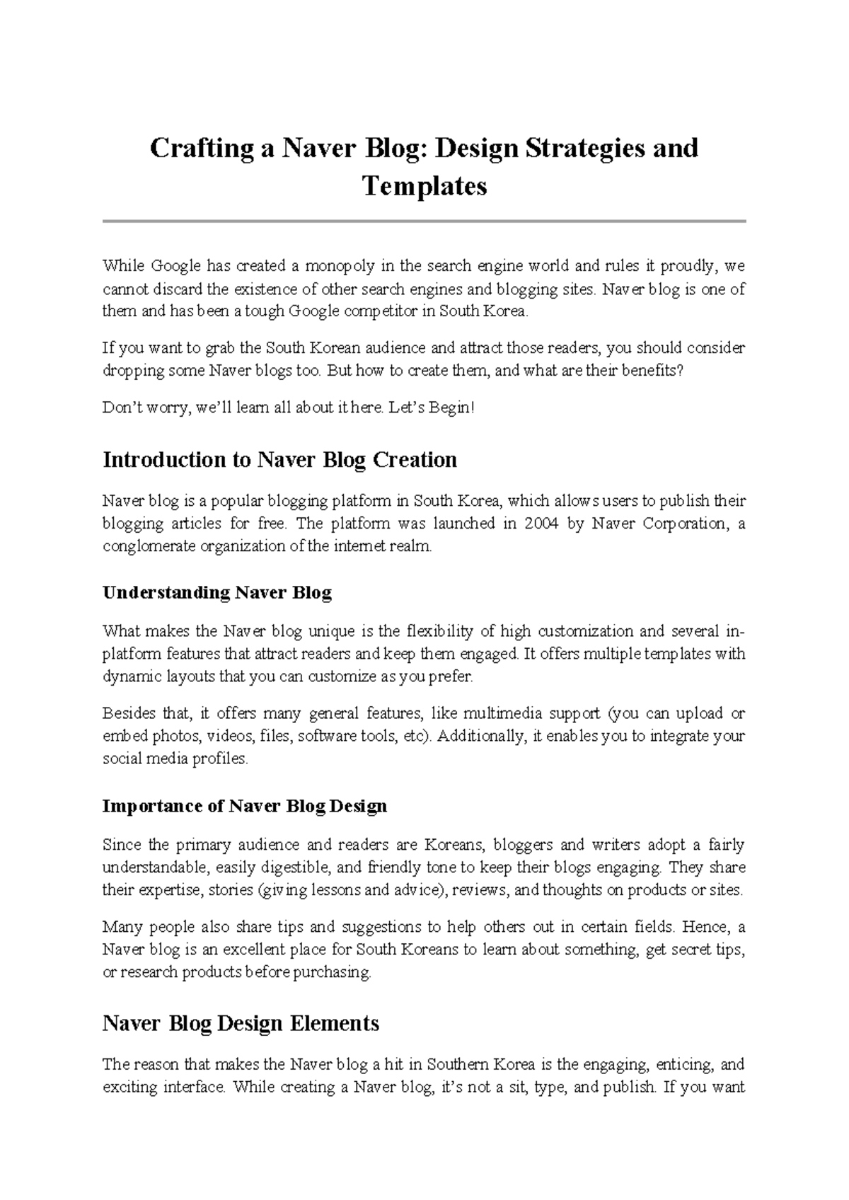 Crafting Your Naver Blog: Essential Design Tips and Strategies - Studocu