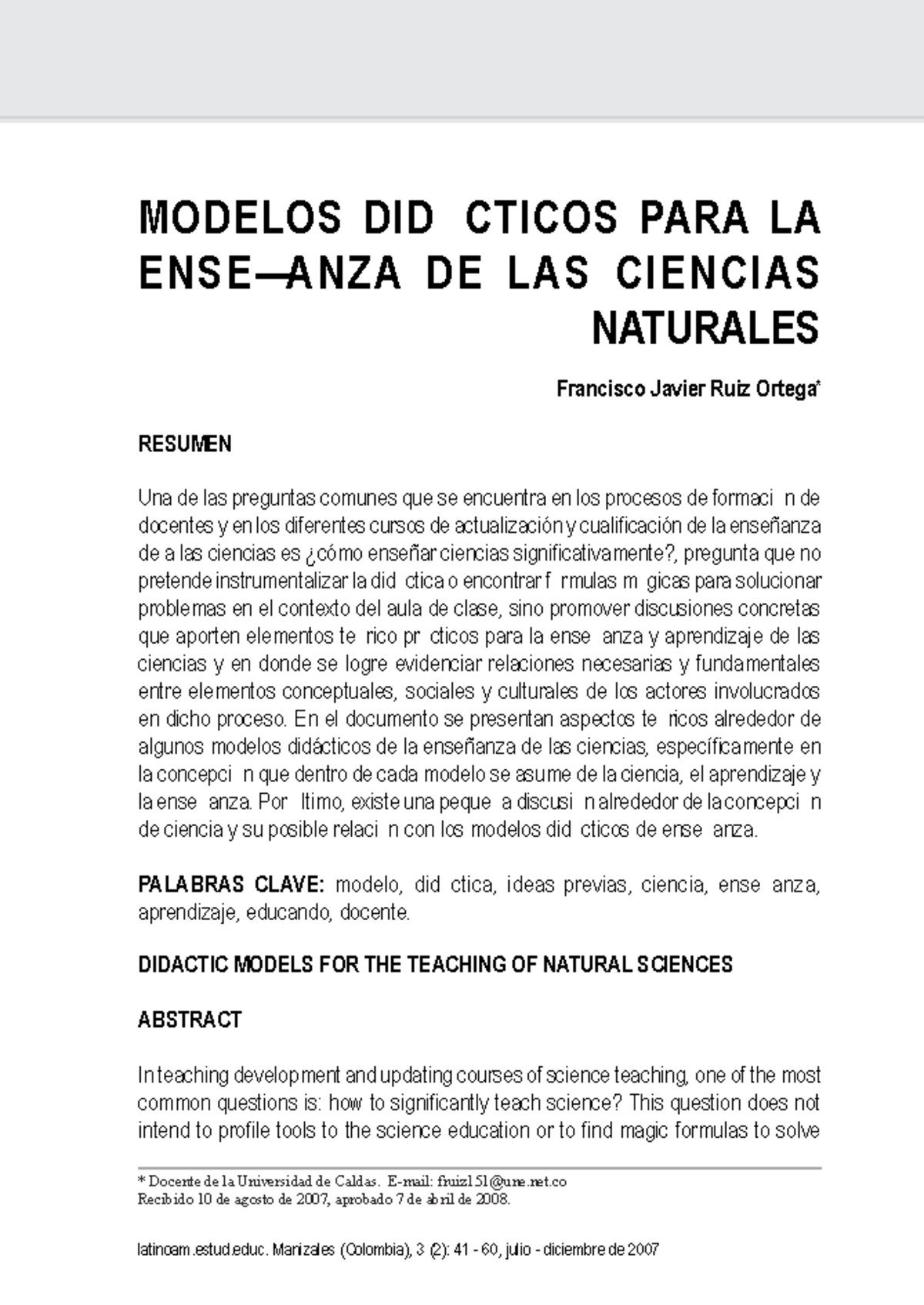 Modelos Didácticos para la Enseñanza de las Ciencias Naturales - FJRU ...
