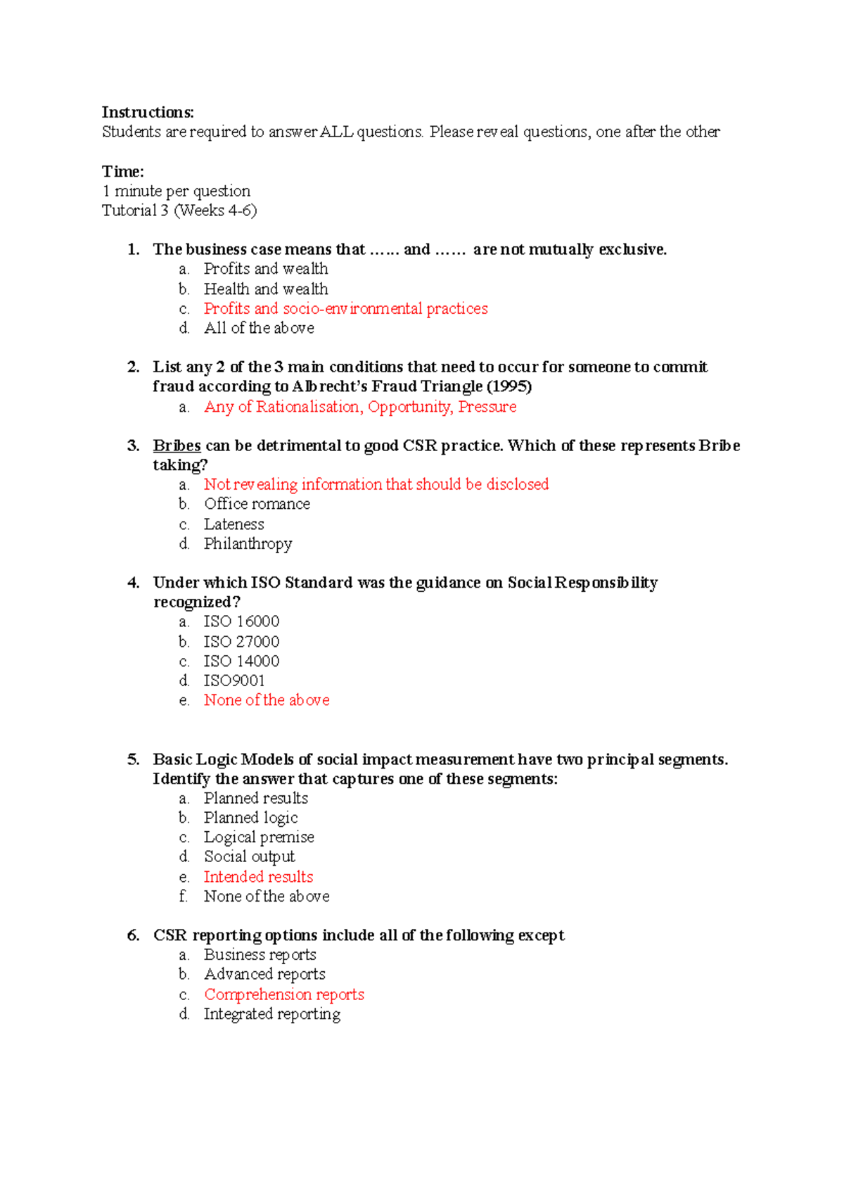 Answers - Multiple Choice Questions Exam Preparation Pack B - Instructions: Students are ...