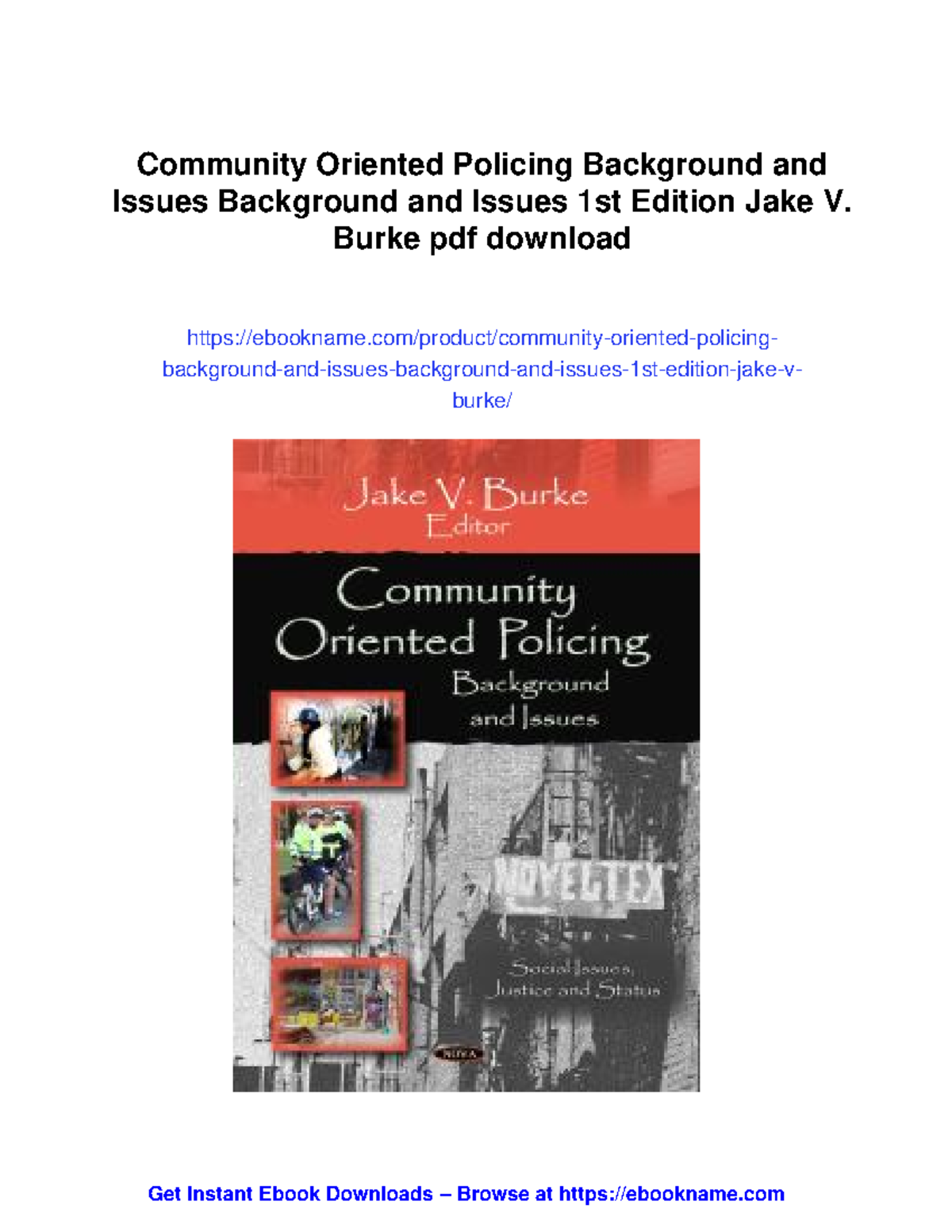 Community oriented policing: Background and issues (SOCIAL ISSUES ...