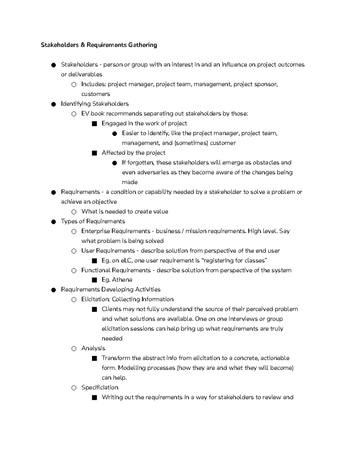 Project Management - Stakeholders Requirements Gathering - Stakeholders ...