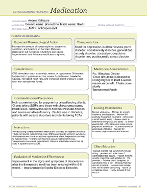 ATI Medication- ativan - ACTIVE LEARNING TEMPLATES TherapeuTic ...