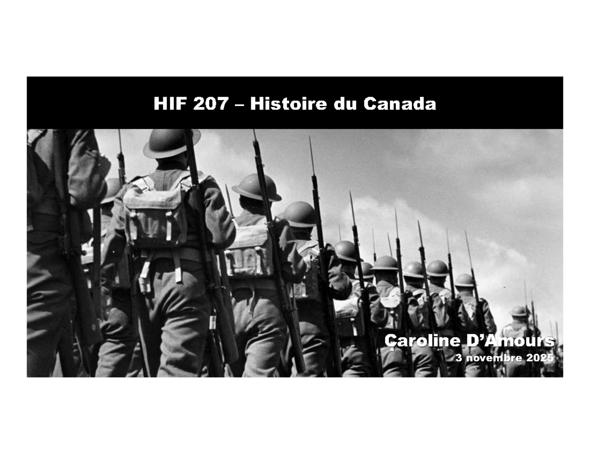 HIF 207 - La Seconde Guerre mondiale: Politique et Impact au Canada ...