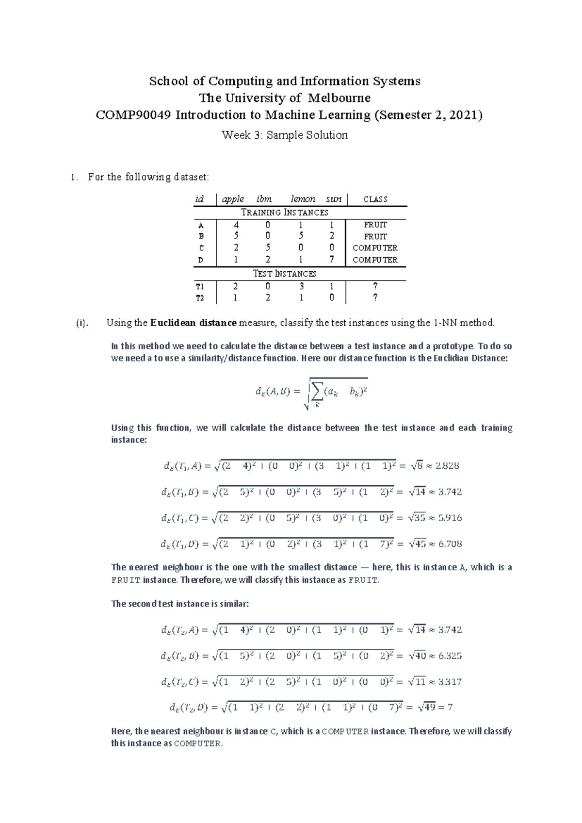 COMP90049 Semester 2 2021 Tutorial 2 Sample Solutions and Analysis ...