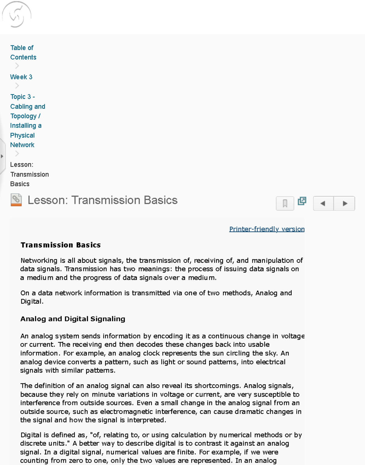 Transmission Basics - 17.FA.CIS.1130 NETWORK FUNDAMENTALS Table of ...