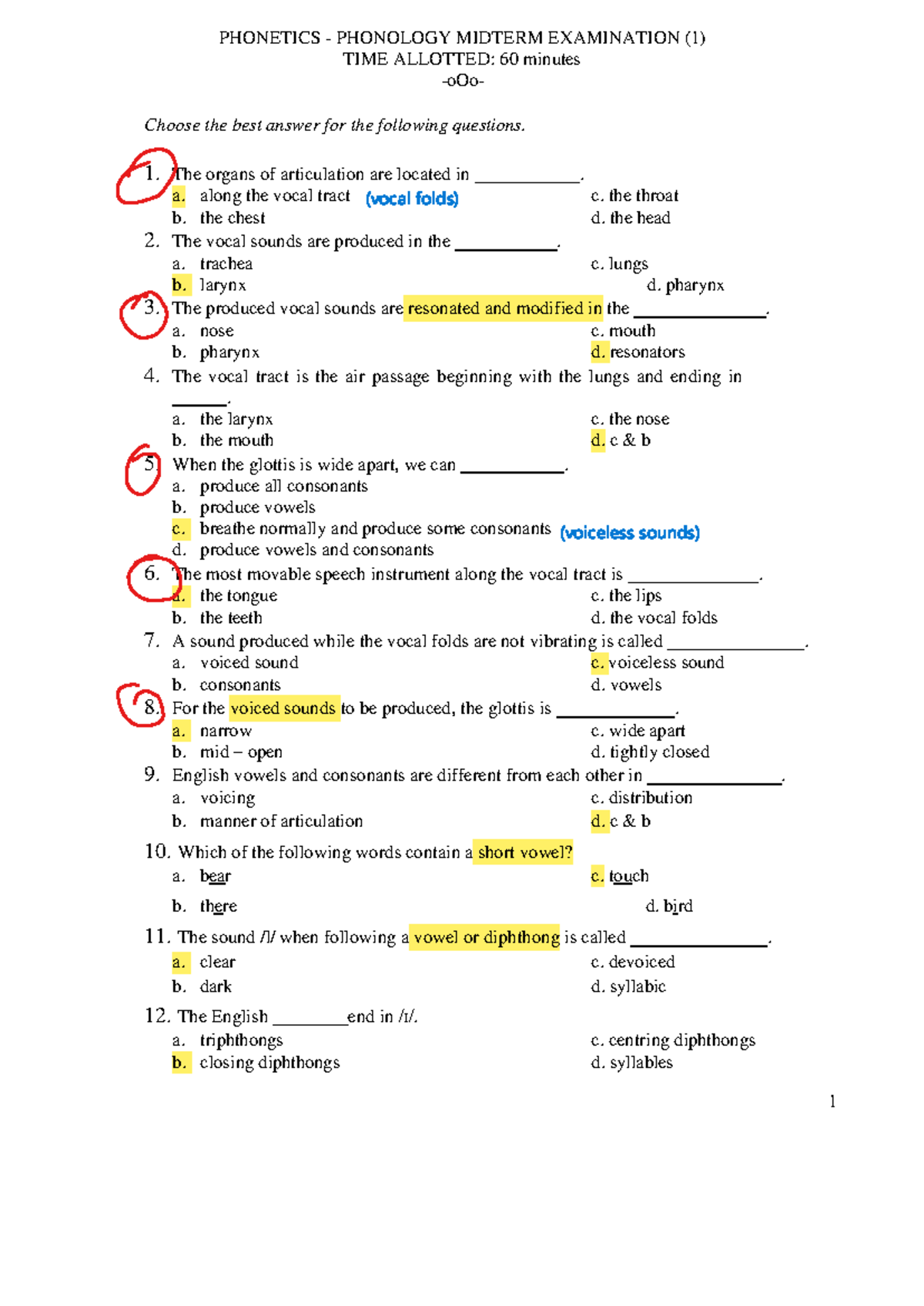 PHONETICS PHONOLOGY MIDTERM EXAMINATION (1) STUDY GUIDE - Studocu