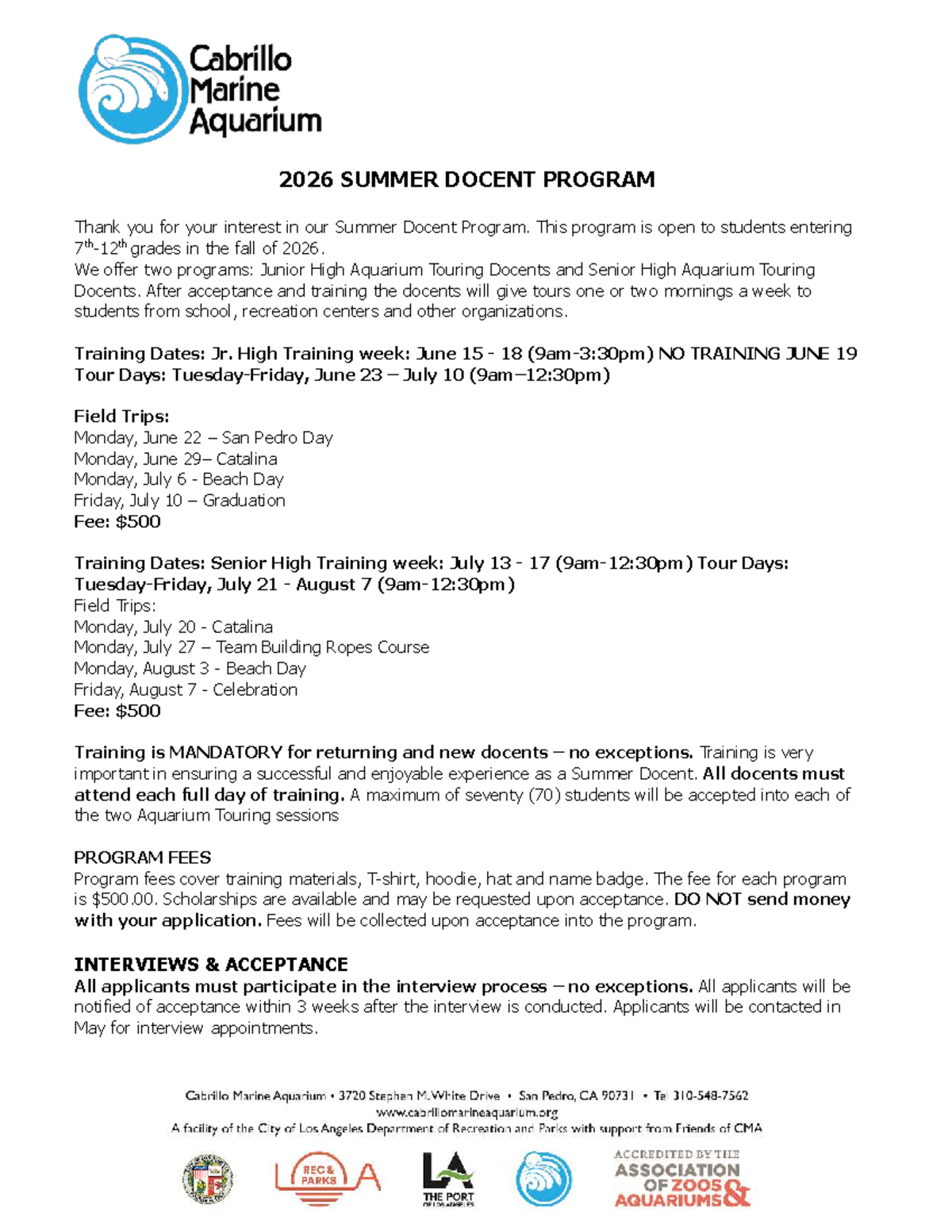 2026 Summer Docent Program Application Guide - Studocu
