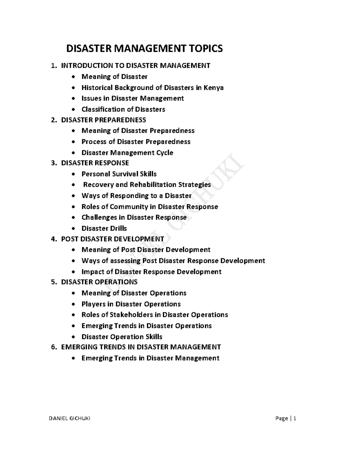 DISASTER MANAGEMENT NOTES (DM 101) - Comprehensive Overview - Studocu