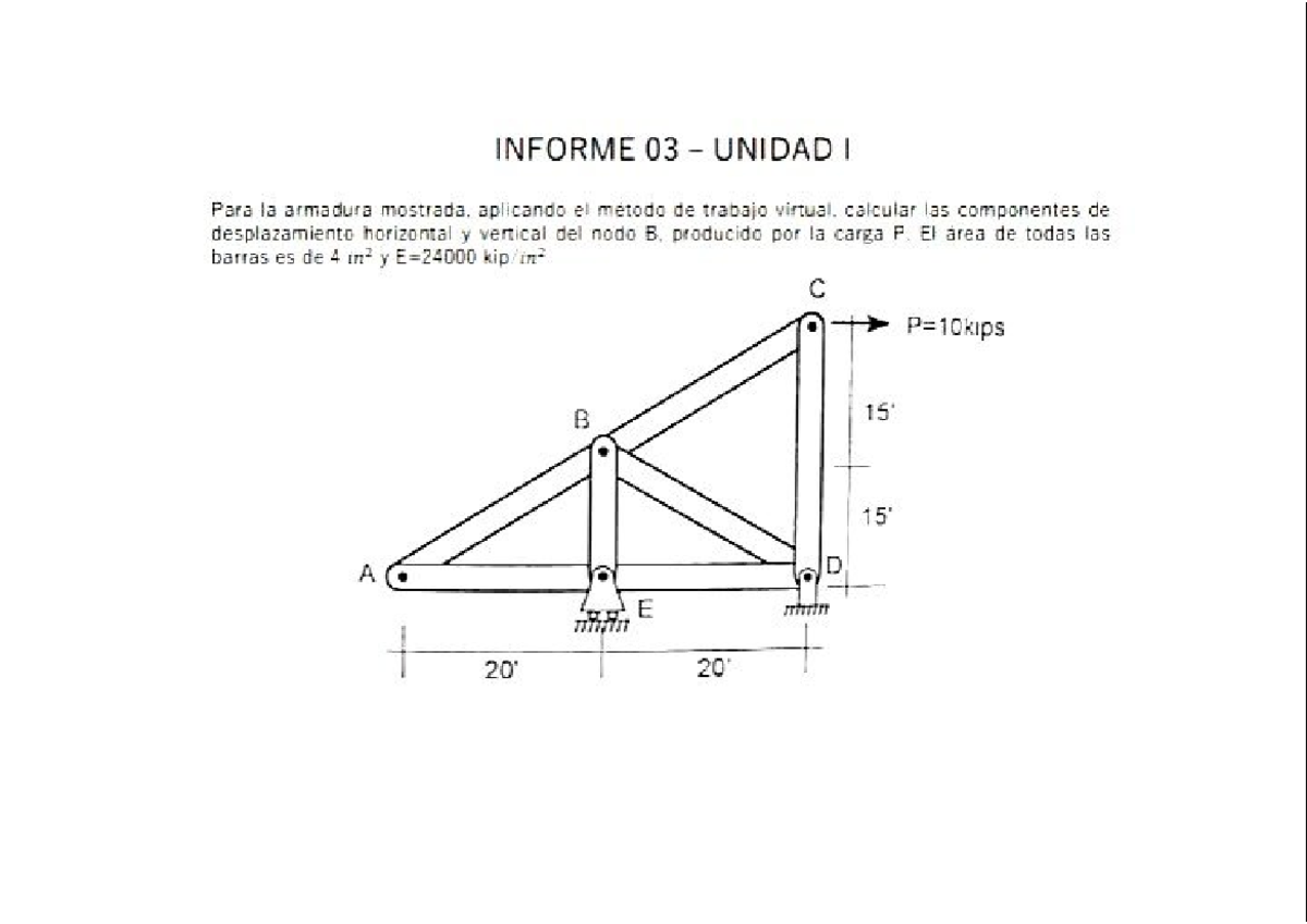 Informe 03 Unidad I: Análisis de Desplazamientos en Armaduras - Document Preview