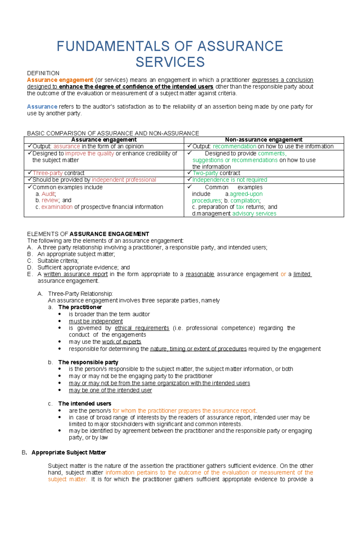 Fundamentals of Assurance Services - Copy - FUNDAMENTALS OF ASSURANCE ...