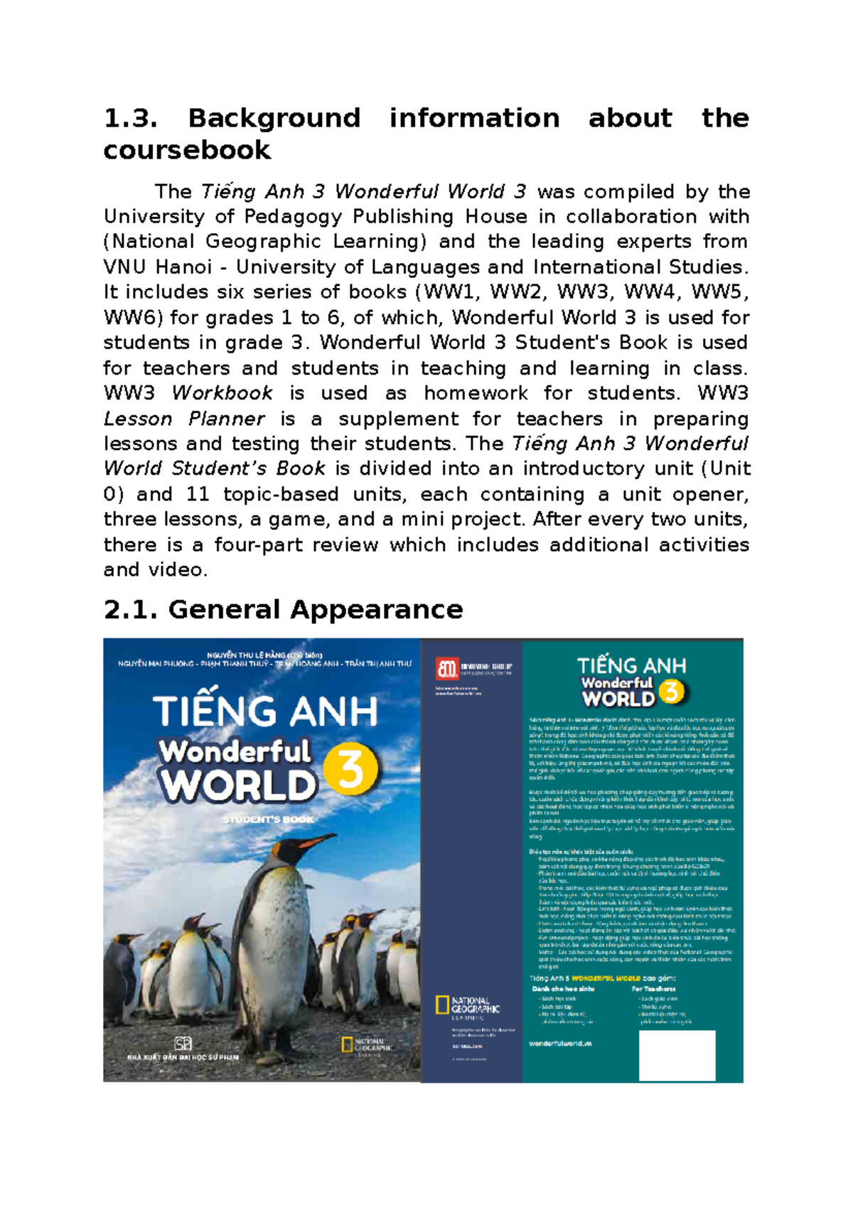 Đánh giá sách Tiếng Anh 3 Wonderful World 3 cho lớp 3 - Studocu