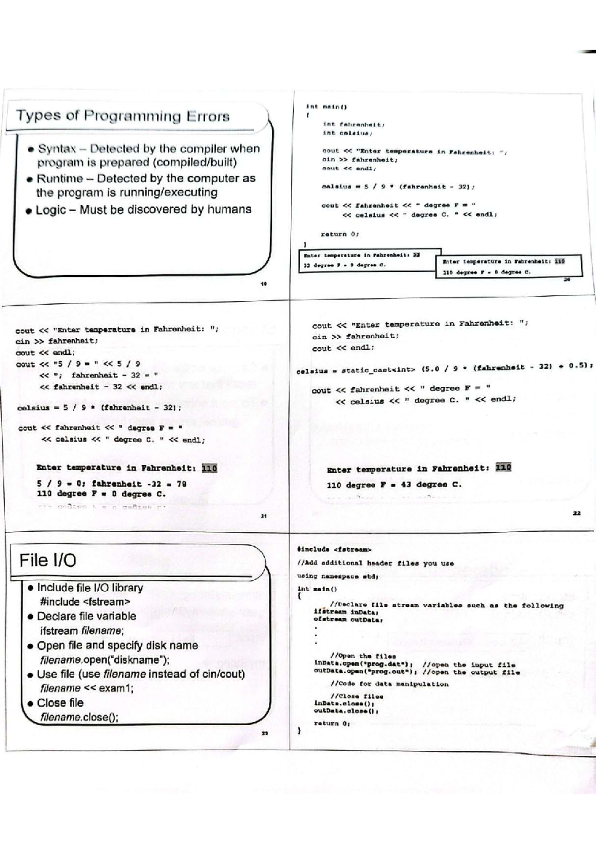 CSE101 Final Exam: Programming Errors and Stream Output Analysis - Studocu