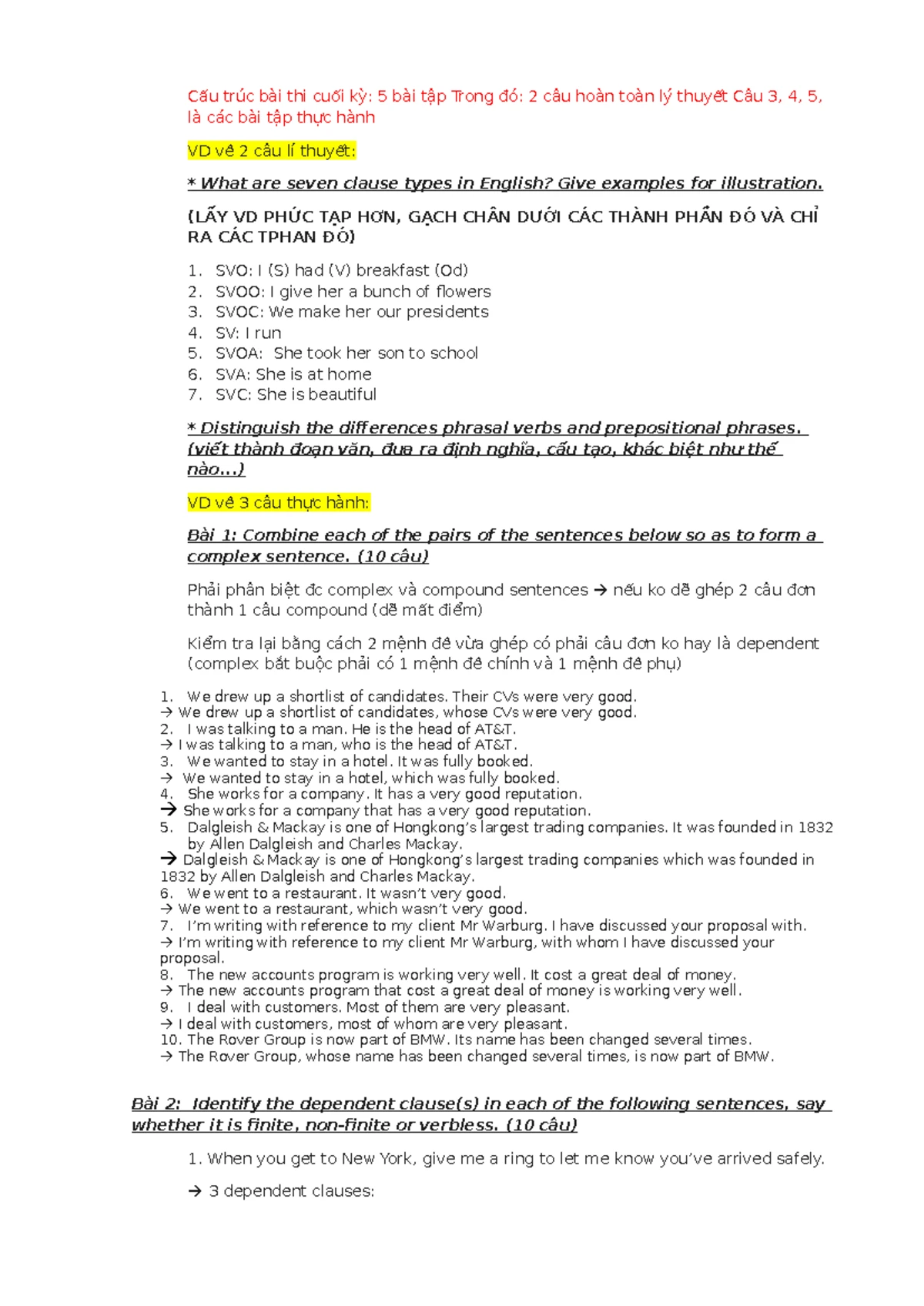 Complex Sentence Practice Exercise: Distinguishing S, C, and CX ...
