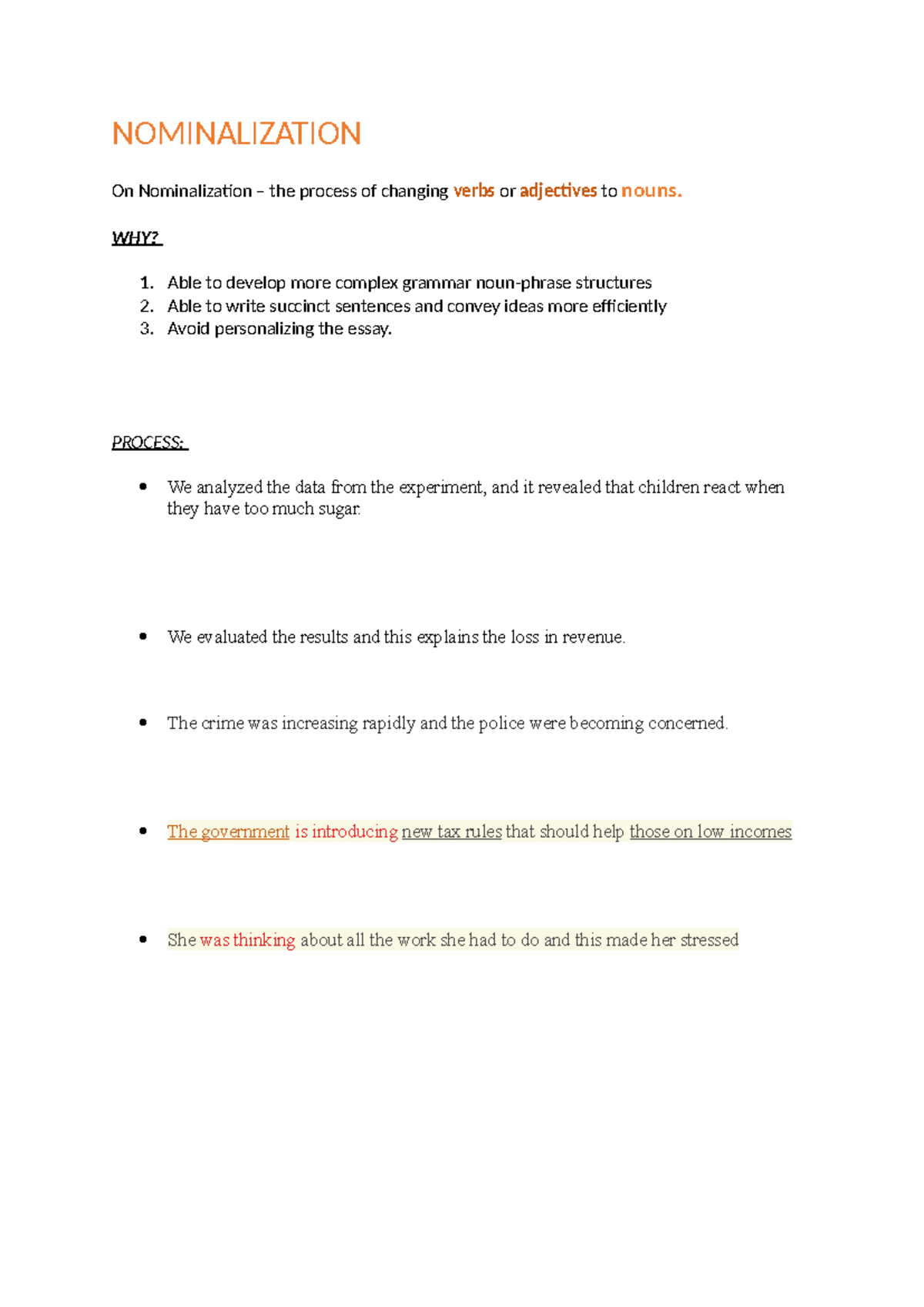 ENG101: Nominalization Techniques for Enhanced Writing - Studocu