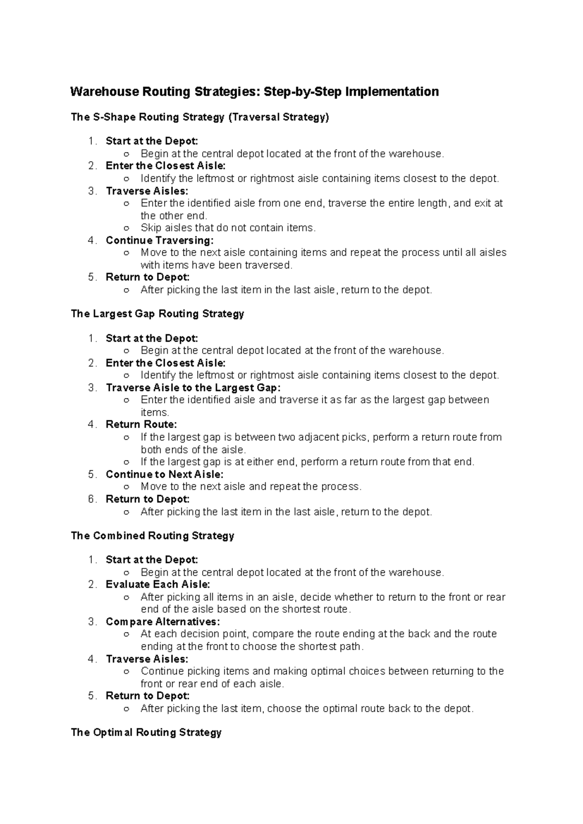 Steps of routing - Notes - Warehouse Routing Strategies: Step-by-Step ...