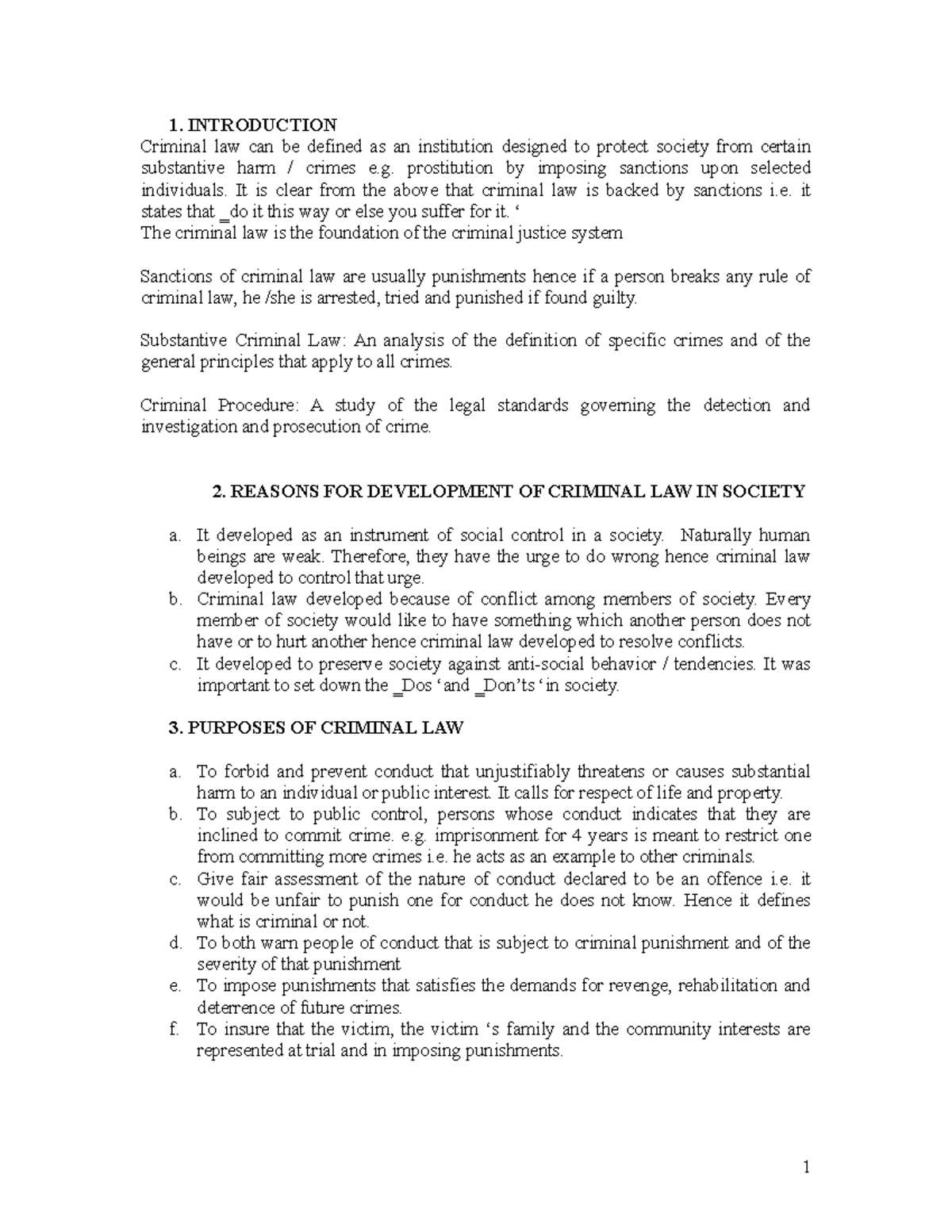 Criminal LAW Essay Notes: Key Concepts and Principles Explained - Studocu