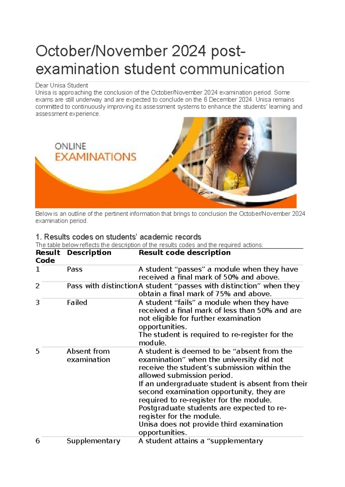 October/November 2024 Exam Info: Important Updates for Students - Studocu