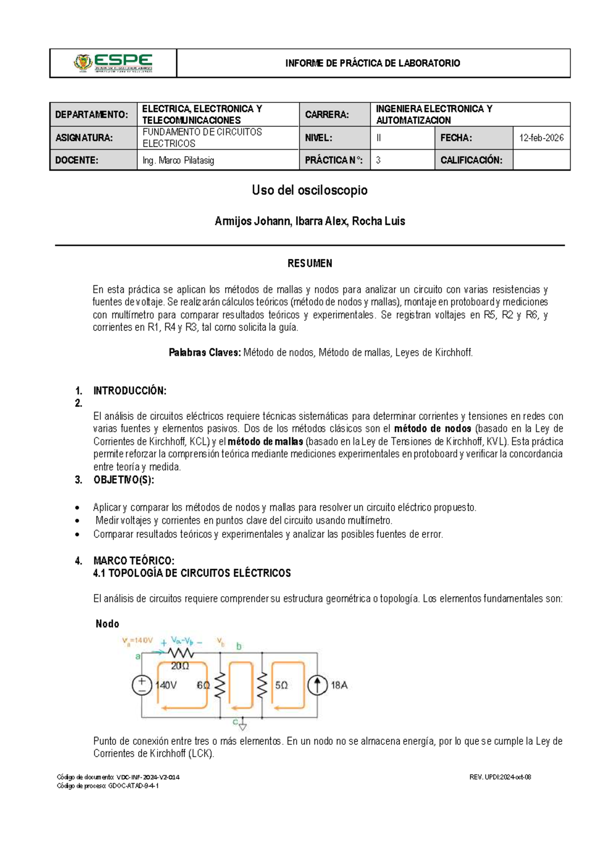 INF2 P3: Análisis de Circuitos Eléctricos con Métodos de Nodos y Mallas ...