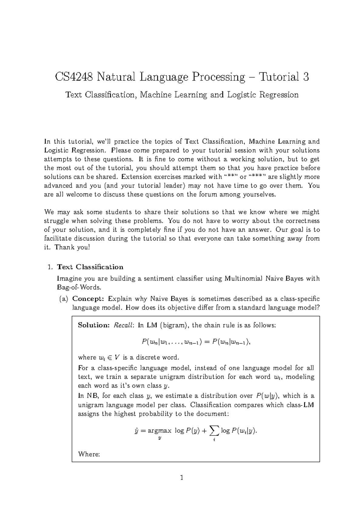 CS4248 Natural Language Processing Tutorial 3 Solutions: Text ...